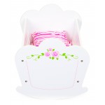 Patut Alb cu balans pentru papusi cu lenjerie -Patut balansoar din lemn